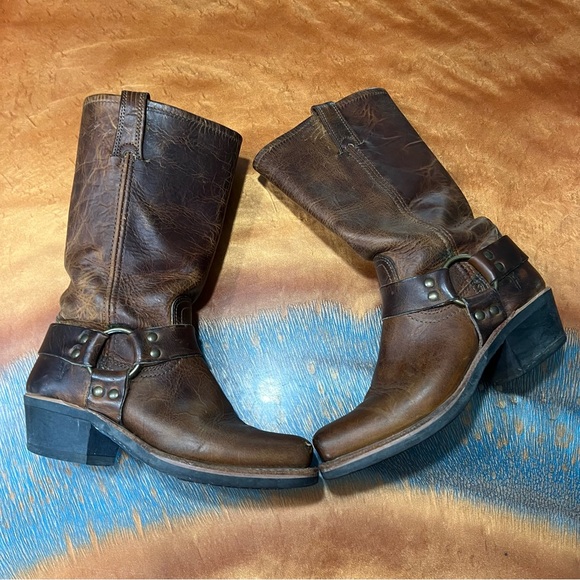 Vintage Frye 12R Brown leather Harness Boots USA Cowgirl size 6 - Picture 10 of 16